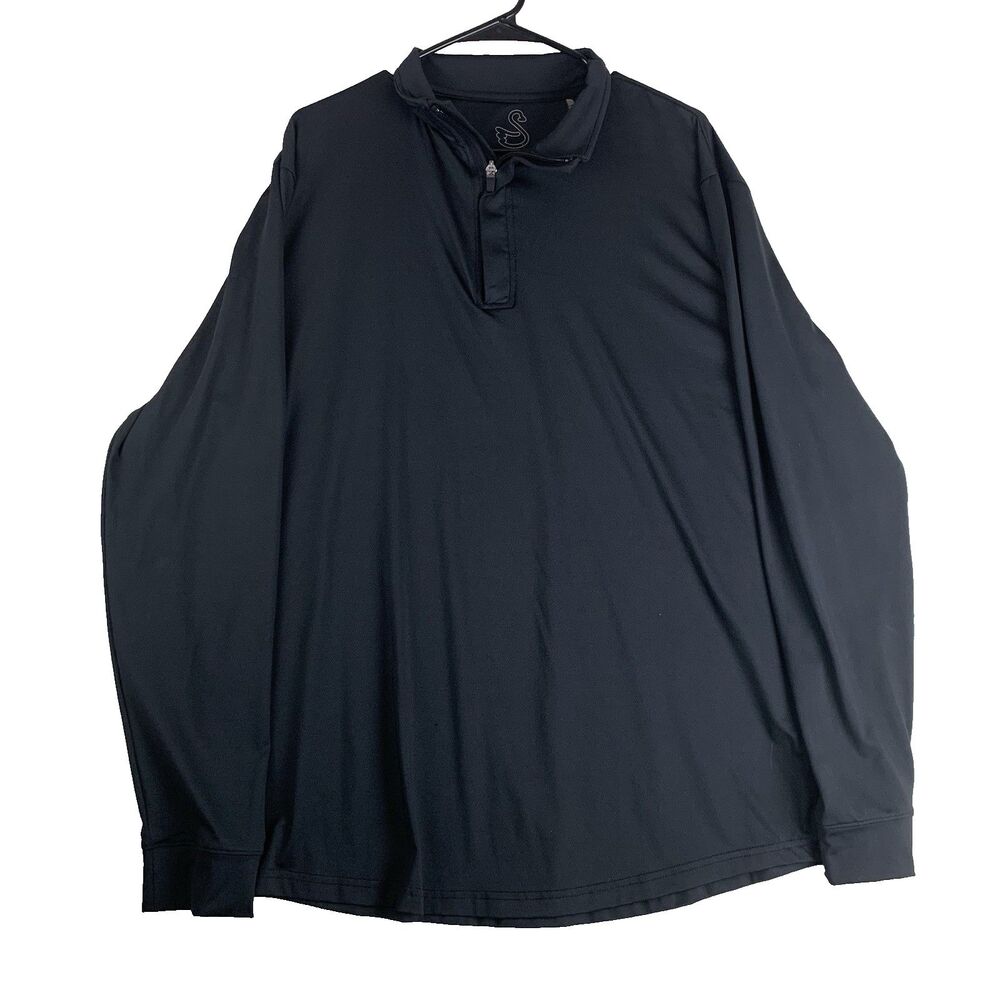 SWANNIES Men's Black 1/4 Zip L/S Pullover Collared Preppy Golf Sweater Size XL